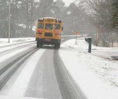 One of the many Fayette School System buses delivering children to their homes safely Jan. 28. Photo/Special.