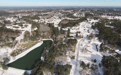 Drone’s view of snowbound Fayetteville
