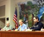 Tyrone Mayor Eric Dial delivered the 2014 State of the Town address at the Jan. 16 meeting of the town council. Pictured from left are Councilman Ken Matthews, Dial, Councilman Ryan Housley and Councilwoman Linda Howard. Present at the meeting but not pictured was Councilman Gloria Furr. Photo/Special.