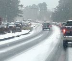 By 1:30 p.m. Tuesday, Ga. Highway 74 in Peachtree City was iced over in both lanes as commuters slogged home to be with their families. These folks were lucky they didn't get stranded on the interstate like so many others did Tuesday night. Photo/Rhonda Sue.