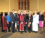 Shown the pastors and friends who took part in the installation service for the Rev. Morgan Morse Hay at First Presbyterian Church in Peachtree City last month. They are (L-R), the Rev. Leigh Jones, Deby Brooke, Steve Pelham, the Rev. Jan Tolbert, Pastor Hay, the Rev. Dr. Tom Tewell, the Rev. Penny Hill, Phil Hamilton and Rebekah Hay Groover. Photo/Special.