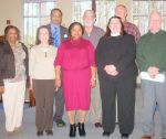Shown from left are Hazel Hinkson, Joan Tillirson, Louis LeBlanc, Marcia Meikle, Vic Cornetto, the Rev. Rita Henault, Ron Gross (vestry clerk), and Fred Dennis, junior warden. Photo/Special.